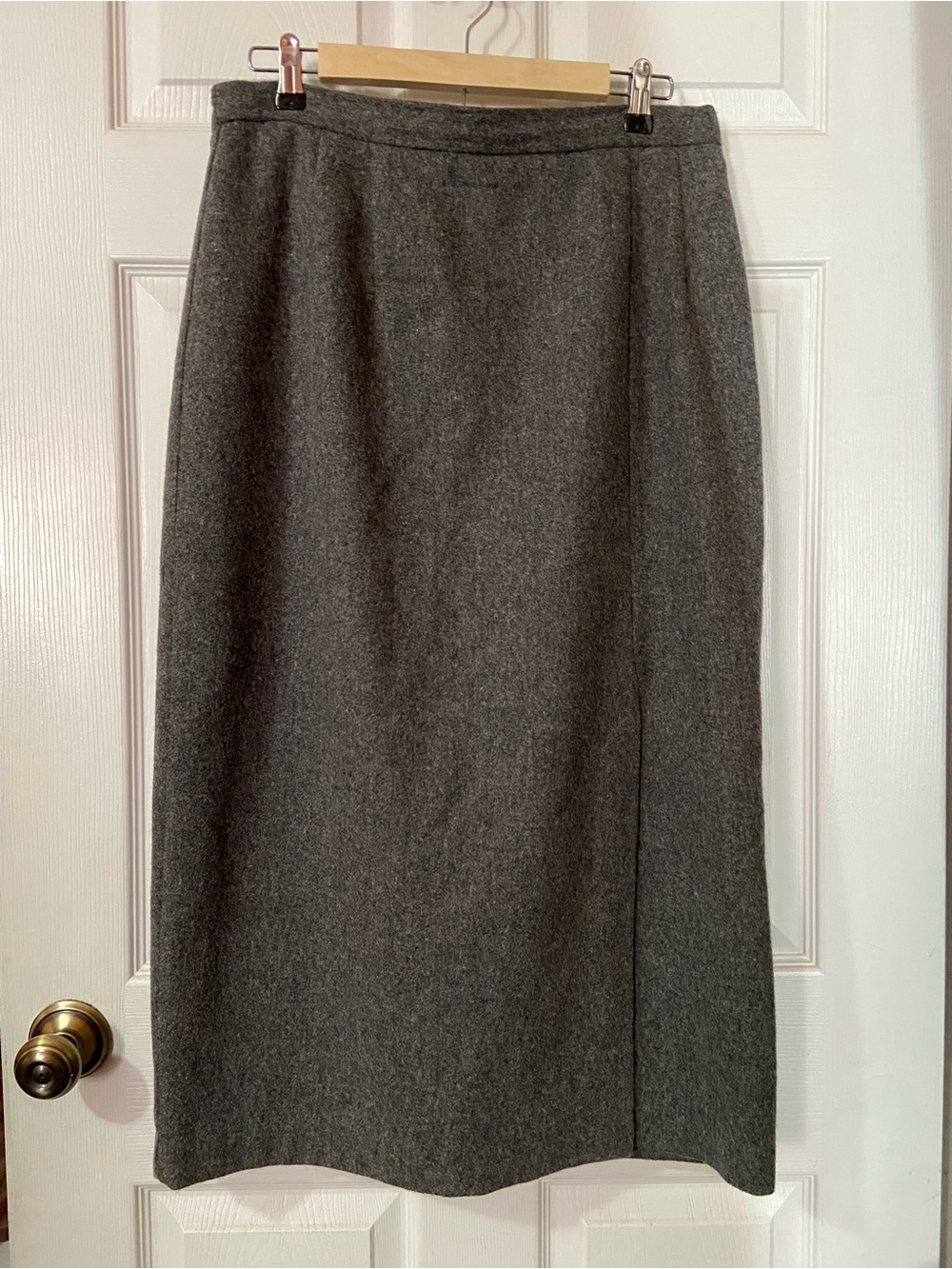 Classic Gray Wool Blend Pencil Skirt
